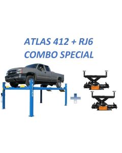 ATEATTD-412-COMBO-FPD image(1) - Atlas Automotive Equipment Atlas Equipment 412 12,000 lb 4-Post Lift + RJ6 Rolling Jacks Combo